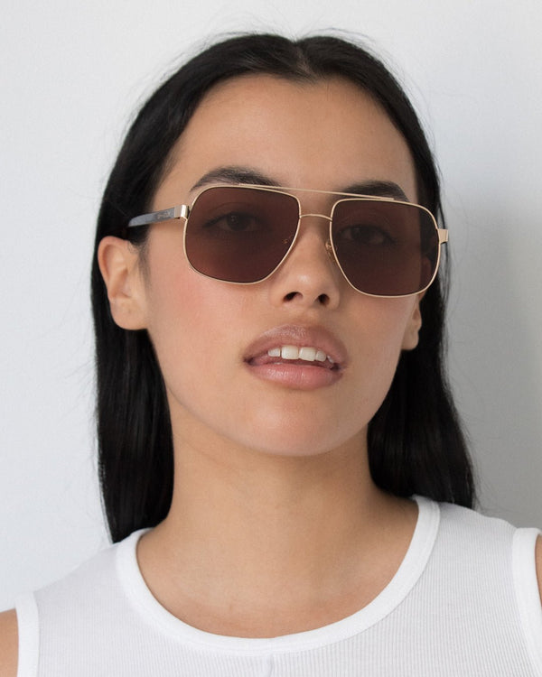 Amelia / Gold Metal & Brown Coffee Lens - Shade Files